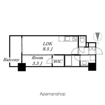 ＳーＲＥＳＩＤＥＮＣＥ烏森ａｕｒｅａｔｅ（オリート）[1LDK/28.81m2]の間取図