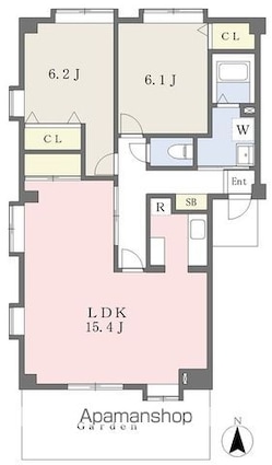 フォブールタウンカメリア　Ａ棟[2LDK/67.08m2]の間取図