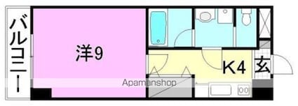 ラルゴ・ヴェローチェ[1K/27m2]の間取図