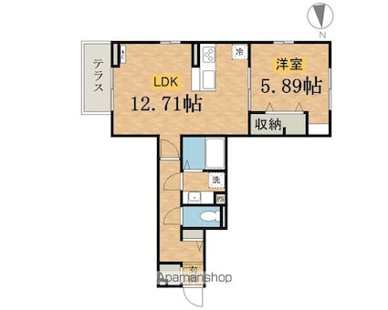 Ｄポルタ[1LDK/46.07m2]の間取図