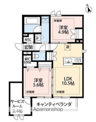 ＡＣオハナ[2SLDK/60.09m2]の間取図