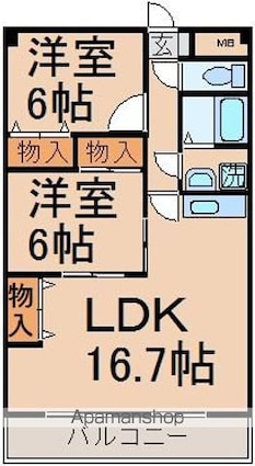 コンフォール霞[2LDK/65m2]の間取図