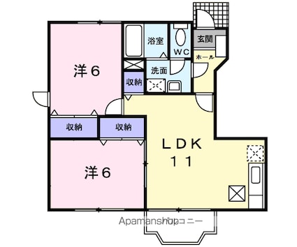茨城県神栖市平泉[2LDK/51.79m2]の間取図