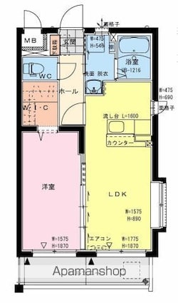 ル　レーヴＢ棟[1LDK/41m2]の間取図