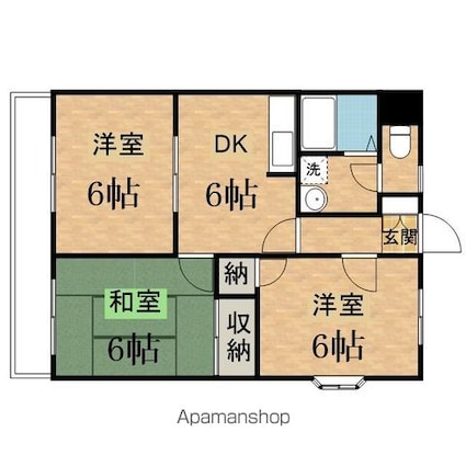 サンテラス柚木[3DK/51.03m2]の間取図
