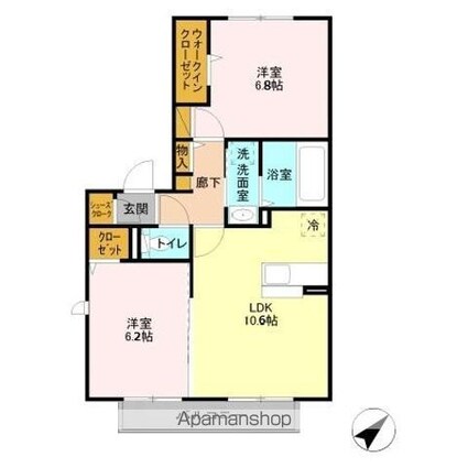 アステール[2LDK/54.09m2]の間取図