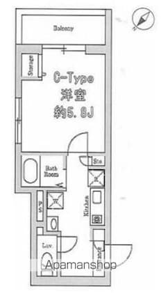 東京都中野区新井２丁目[1K/21.42m2]の間取図