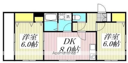 東京都日野市日野本町５丁目[2DK/49.46m2]の間取図