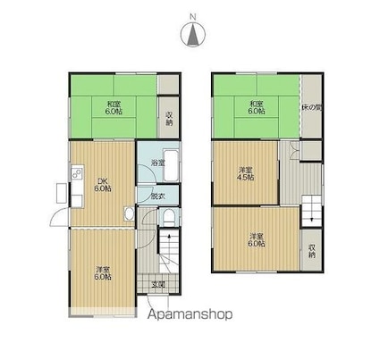 六十谷戸建て１３４６－１１１[4LDK/88.88m2]の間取図