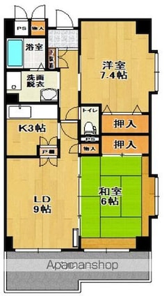 福島県郡山市朝日３丁目[2LDK/60.99m2]の間取図