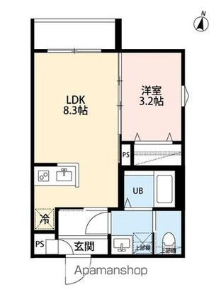 ｙｕｉ　ｔｅｒｒａｃｅⅡ[1LDK/28.7m2]の間取図