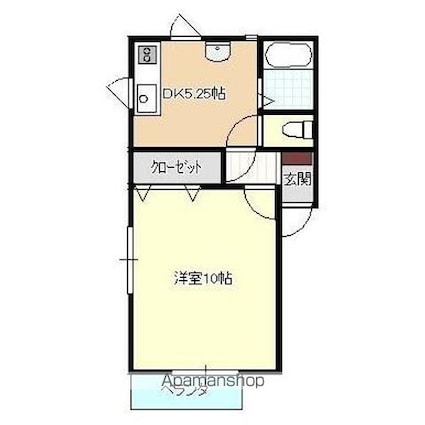 岩手県滝沢市巣子[1K/33.12m2]の間取図