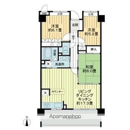 サーパス土居田南[3LDK/75.28m2]の間取図