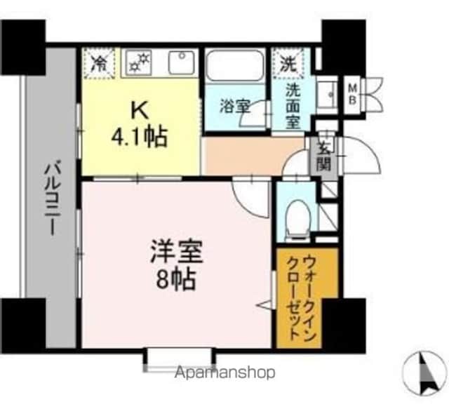 フルーリー府中[1K/32.1m2]の間取図