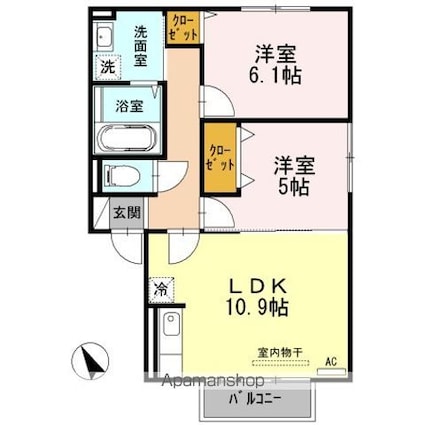 エラン[2LDK/53.76m2]の間取図