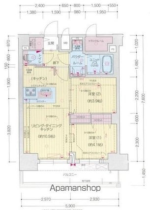 プレサンス上前津ディアシス[2LDK/44.84m2]の間取図