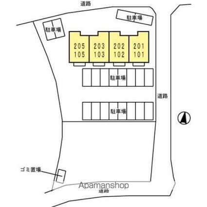 セジュール城山Ⅲ[2DK/59.46m2]の配置図