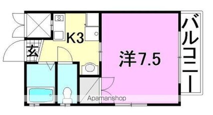 サンコービル[1K/23.25m2]の間取図