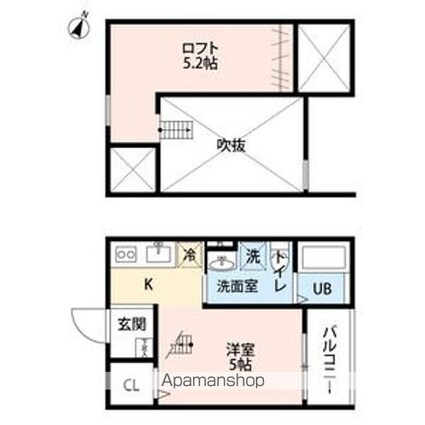 ルミエール　黄金[1R/20.22m2]の間取図