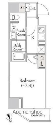 ルミークアン北上野[1K/25.57m2]の間取図