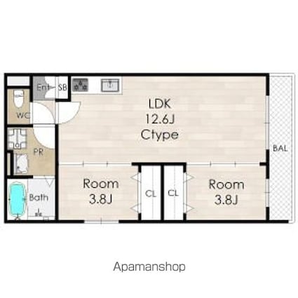 ＡＶＡＮＴＩＯ　ＨＯＮＭＡＣＨＩ[2LDK/45.46m2]の間取図
