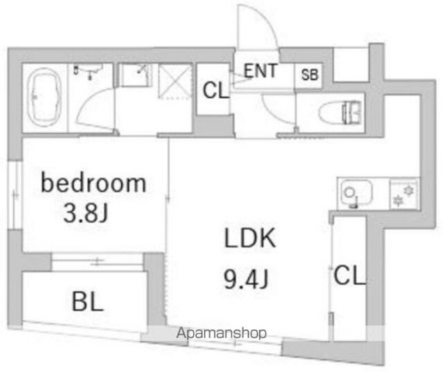 東京都中野区中野５丁目[1R/32.62m2]の間取図