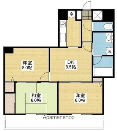 コートエルⅢ[3DK/57.59m2]の間取図