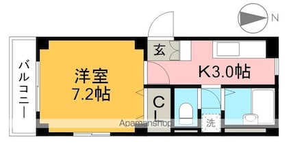アンシャンテ[1K/25.04m2]の間取図