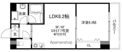 アシェンダ[1LDK/34.95m2]の間取図