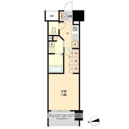 レジディア榴岡　ウエスト棟[1K/25m2]の間取図