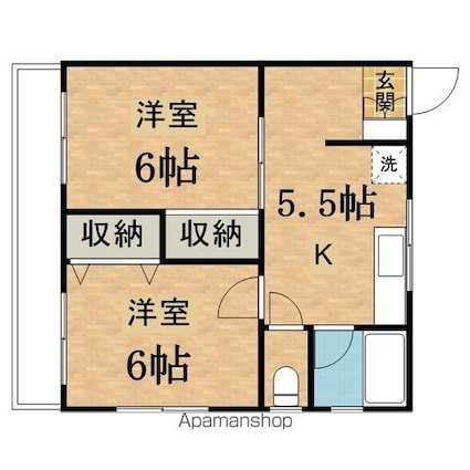 メゾン東中野[2K/40m2]の間取図