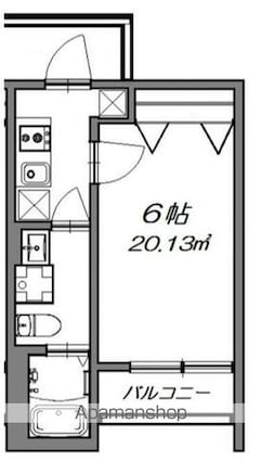 ベルメント陣屋前Ｃ棟[1K/20.13m2]の間取図