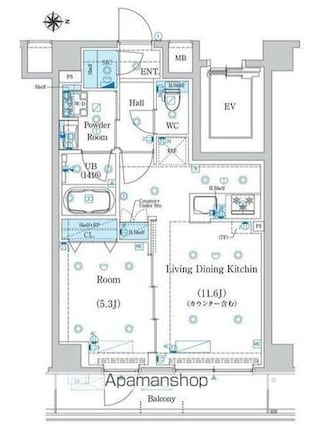 エストゥルース両国Ⅱ[1K/41.11m2]の間取図