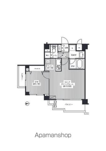 シャンドール目黒[1LDK/41.51m2]の間取図
