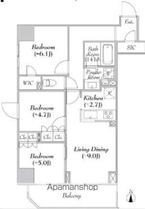 ＡＳＭＡＣＩ　ＭＡＩＳＯＮ両国Ⅱ[3LDK/64.64m2]の間取図