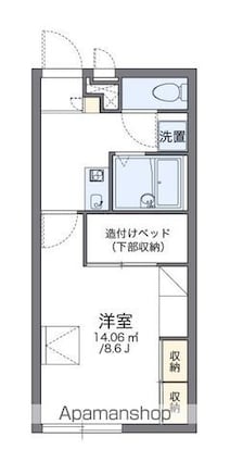 レオパレスエクレール田間[1K/23.18m2]の間取図