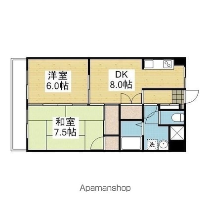聖和ハイツ　東棟[2DK/52.38m2]の間取図