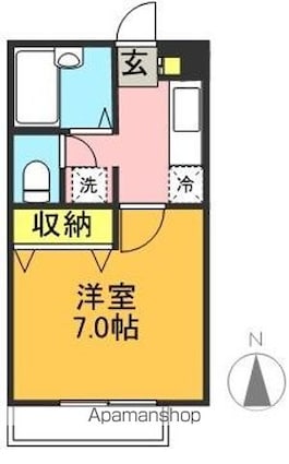 アピアス赤堤[1K/23.4m2]の間取図
