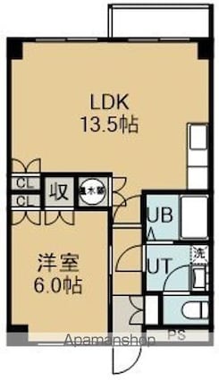 ルーヴルやまとⅡ[1LDK/44.71m2]の間取図