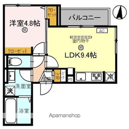 和歌山県和歌山市黒田[1LDK/37.28m2]の間取図