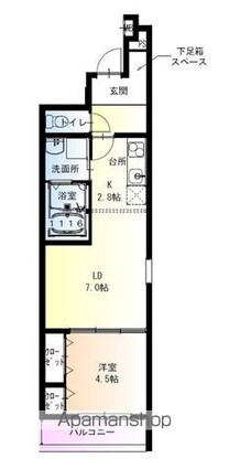 フジパレス市駅東ウエスト[1LDK/36.27m2]の間取図