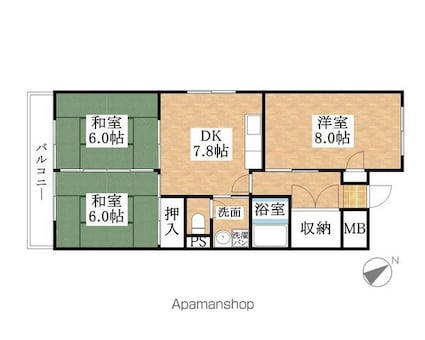 サンメゾン小牧[3DK/60.85m2]の間取図