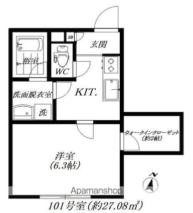Ｒａｓｓｕｒｅｒ　Ｆ[1K/27.08m2]の間取図