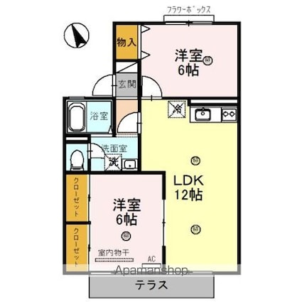 グリーンタウン杉原　Ｅ棟[2LDK/53.46m2]の間取図