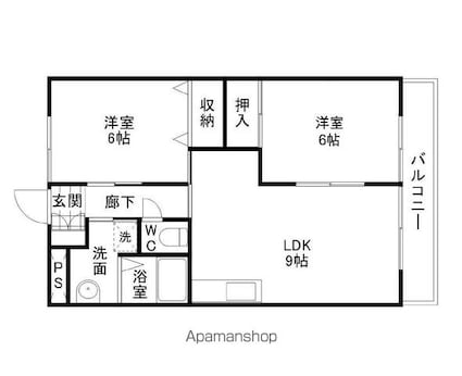 滋賀県守山市勝部１丁目[2LDK/51.3m2]の間取図