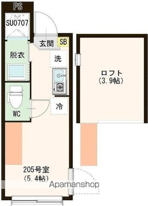 中野ニューメゾンピア[1R/13.26m2]の間取図