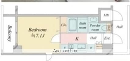 レジディア中目黒Ⅱ[1K/24.89m2]の間取図
