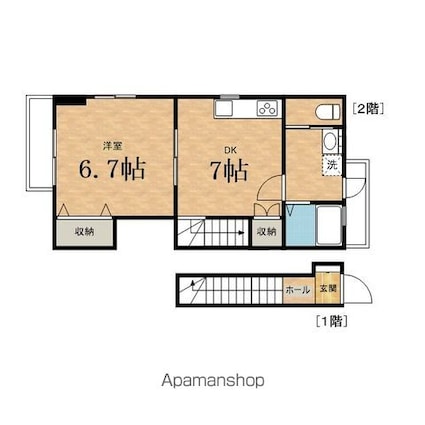 リブレアＨＩＮＯ　Ｂ棟[1DK/40.47m2]の間取図