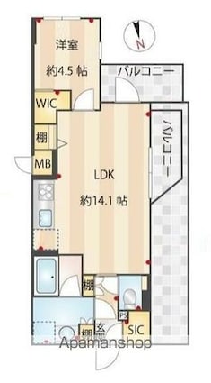 ＺＯＯＭ信濃町[1LDK/45.84m2]の間取図