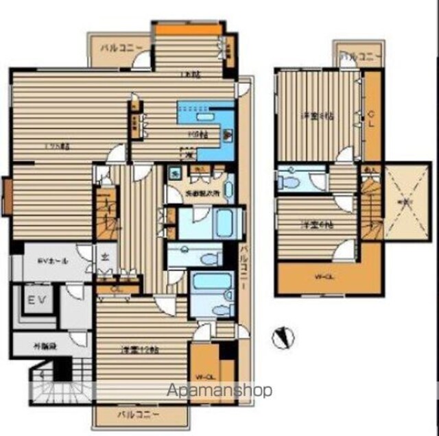ルート下馬マンション[3LDK/182.96m2]の間取図